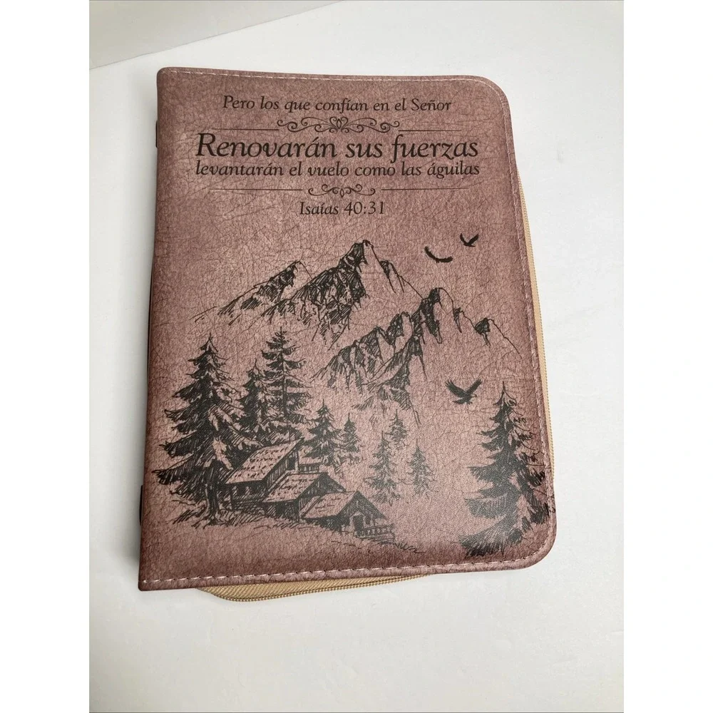 Spanish Bible Cover Bag Faux Leather 7x10 inch Isaiah 40:31 en Espanol